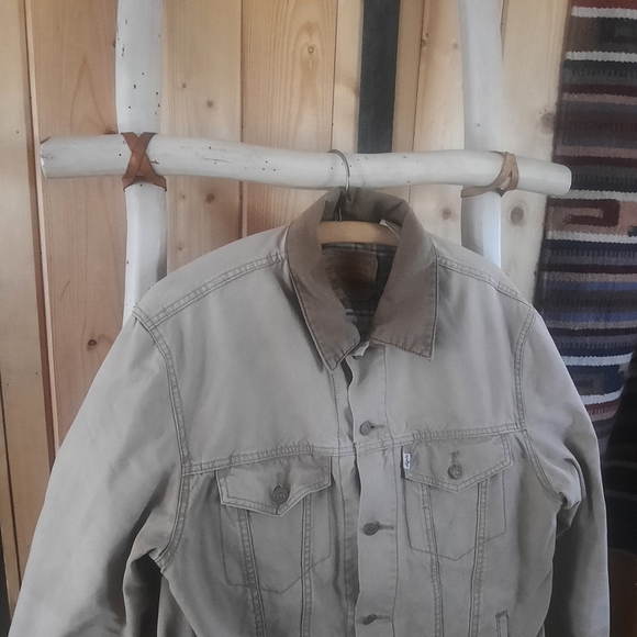 Men's Beige Denim Jacket - Picture 1 of 6